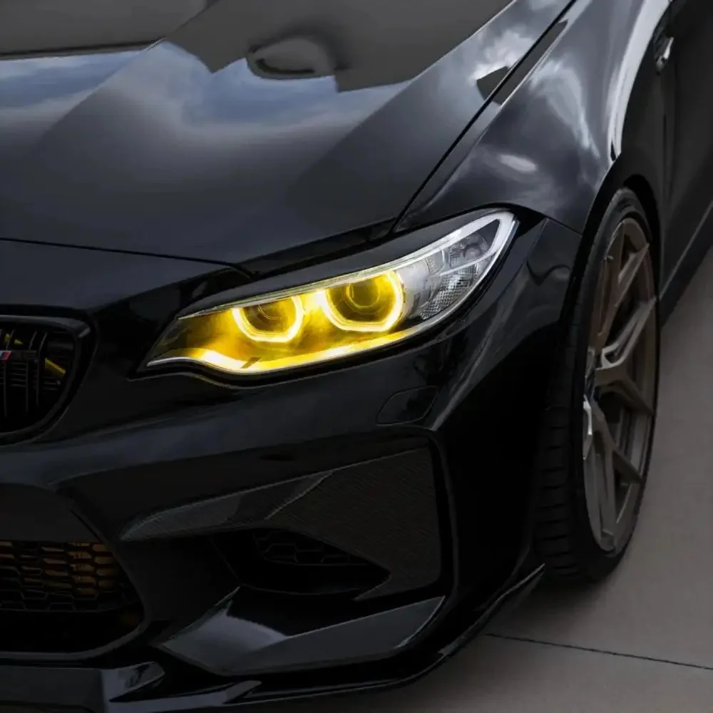 Angel Eyes For 2014-2021 BMW 2 Series  F22 F87 F23 220i 228i M240i Xenon M2 LCI LED Headlight Yellow DRL Daylight