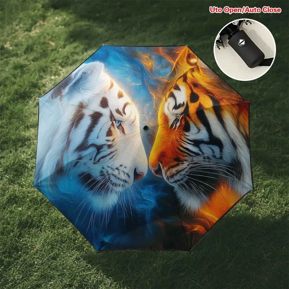 

Зонт для путешествий с принтом тигров Инь-Ян, 1 шт. | Складной компактный автоматический зонт с функцией открытия/закрытия, модный зонт для женщин и мужчин, для бизнеса, L