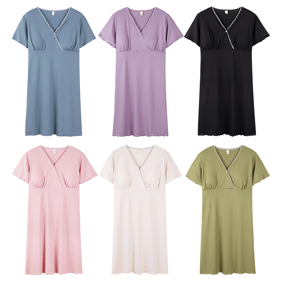 

Women Plus Size Sleepwear with Detachable Padded Short Sleeves Lounge Nightgown Summer Suitable Maternity and Comfortable Wear