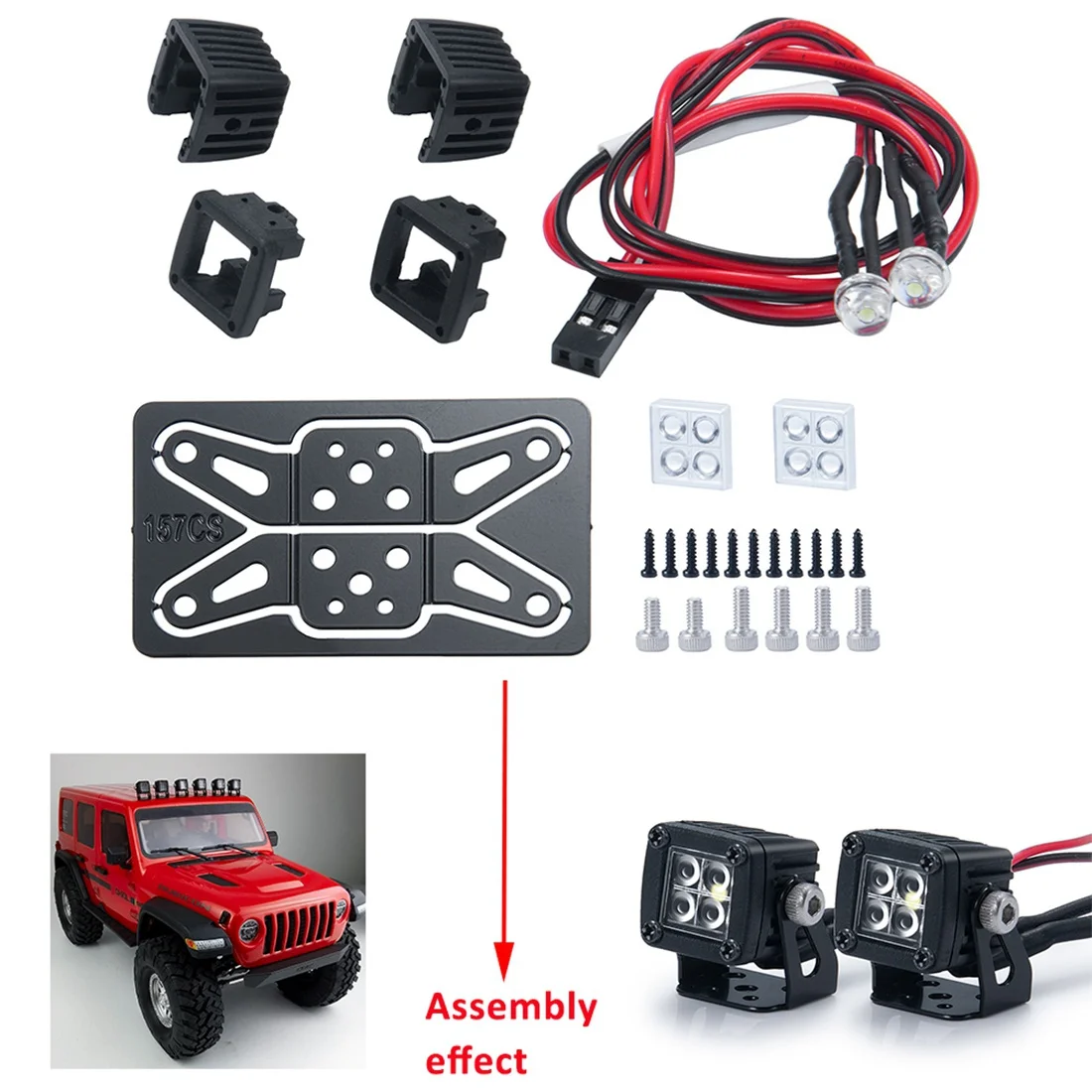 Faróis modificados holofotes luzes superiores do carro luzes para axial scx10 jeep traxxas trx4 trx6 1/10 rc rastreador carro b