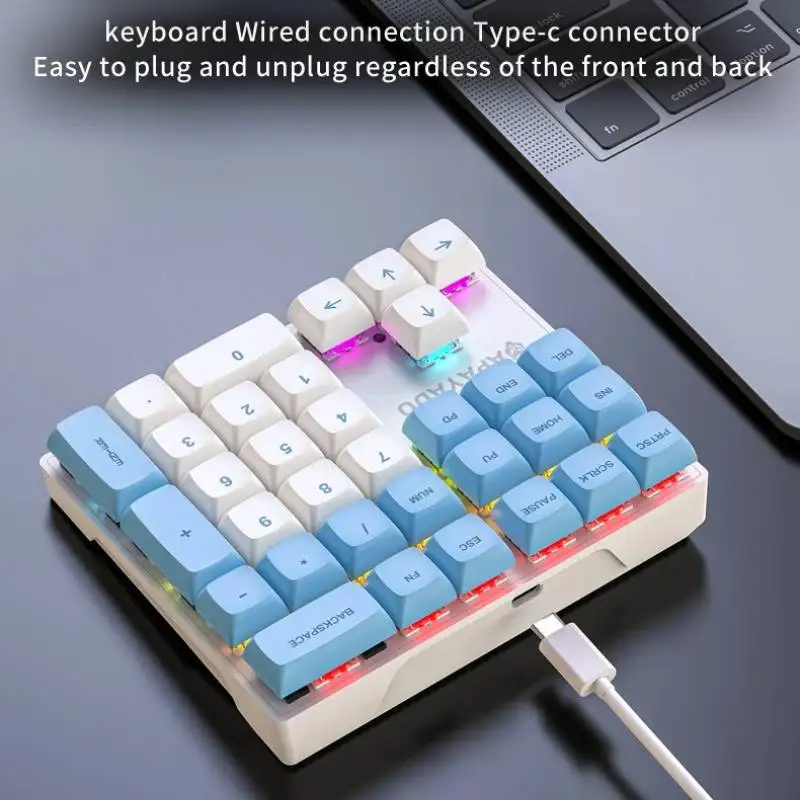 

33-клавишная светодиодная цифровая внешняя клавиатура для ноутбука с многоцветной подсветкой, проводная механическая цифровая клавиатура K33 для финансов, бизнеса