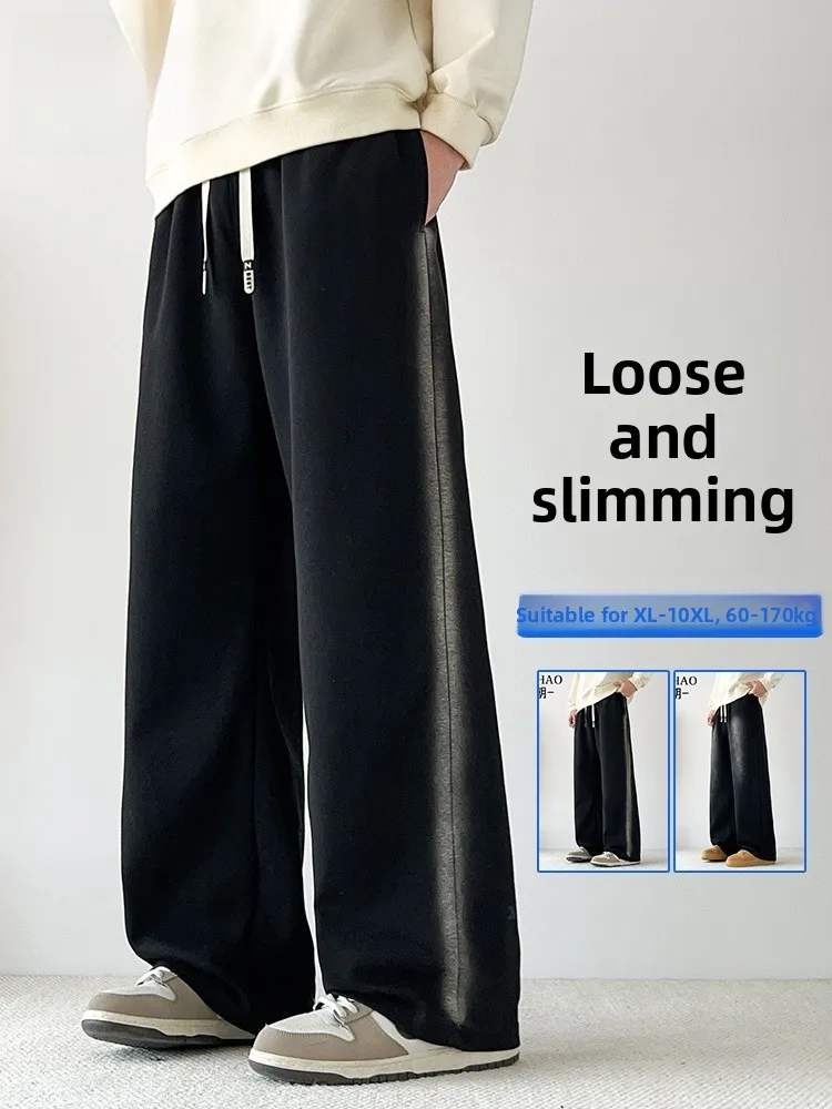 

MoChao Spring Autumn Large Size Casual Pants Men Loose Color Blo Drapey Wide Leg Sport Straight Long Trousers