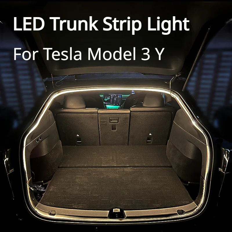 For Tesla Model 3 Y LED Trunk Strip Light Brighten LED Strip Atmosphere Lamps Strips Frunk Light Decorative Warm White Brighten