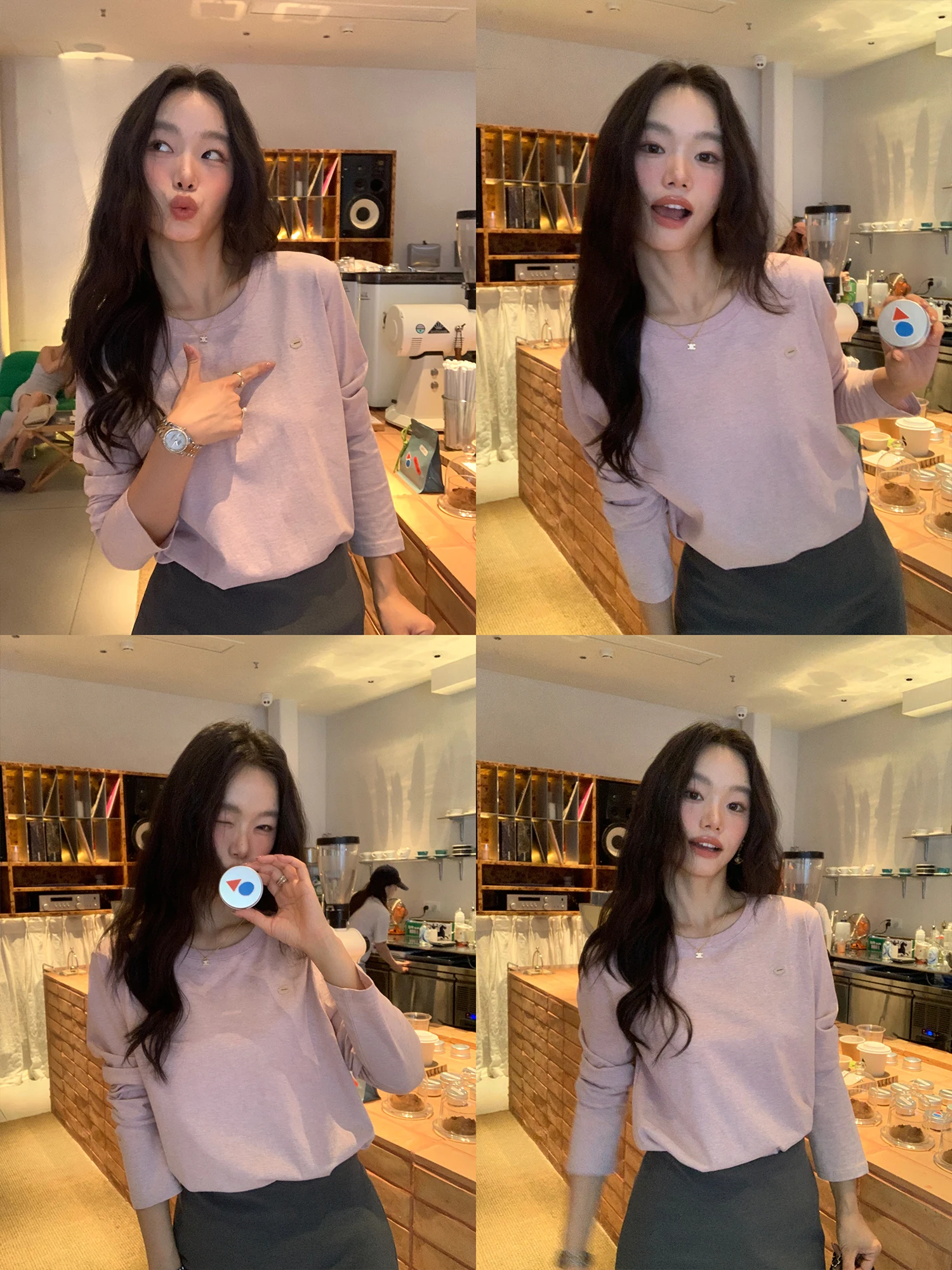 

Pusumede Casual Loose Long Sve Knitted Cotton T-irt round Ne Pure Cotton Comfortable Breathable Women's Top
