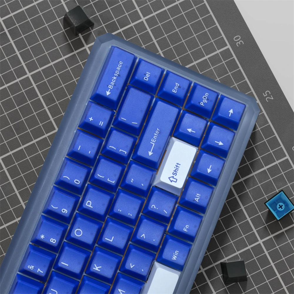 Imagem -03 - Tampas de Chave Translucidez Pbt Salpicadas Azuis para Cereja mx Teclado Mecânico Bonito 184 Keycap 60 61 64 68 87 104 108