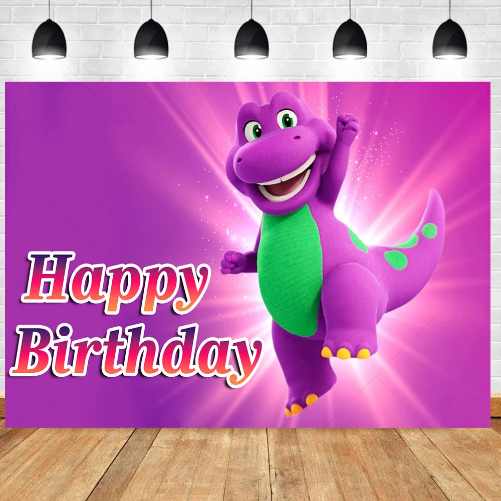 Muppets Barney Dinosaur Backdrop Kids Birthday Party Decor Baby Shower Custom Background Vinyl Polyester Photography Decor Props