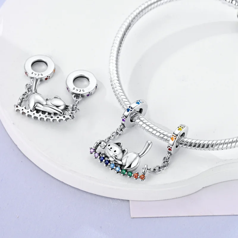 925 Sterling Silver Pendant Bead Glowing Pentagram, Pyramid Airplane Camel Pendant Bracelet Accessory
