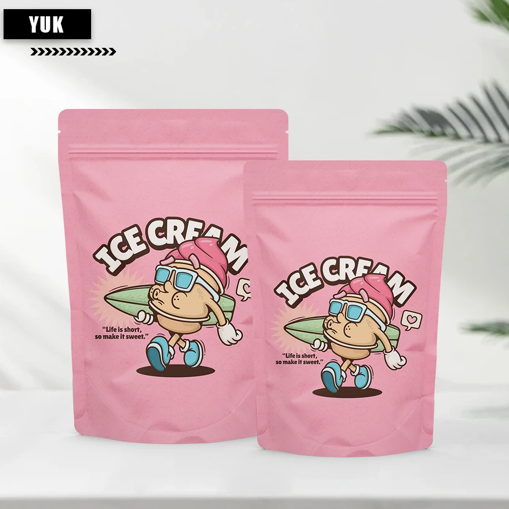 Custom Printing Aluminum Foil Color Standing Zipper Pouch, Nut Candy Bag, Cartoon Pattern, Sock Printing, Backaging Bags, 50