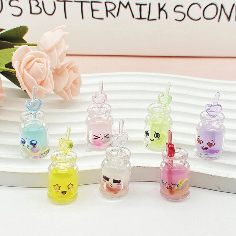 2Pcs Random Dollhouse Miniature Resin Juice Cup Model Mini Luminous Glow In The Dark Ornament Tiny Drink For DIY Garden Decor