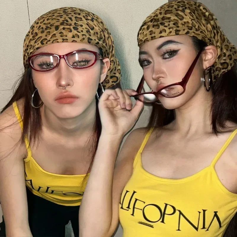 

Spicy Girl Leopard Print Headscarf Women Thin Satin DIY Hip-hop Y2K Square Scarf Women Headband Lady Hairband Wrap Neckerchief