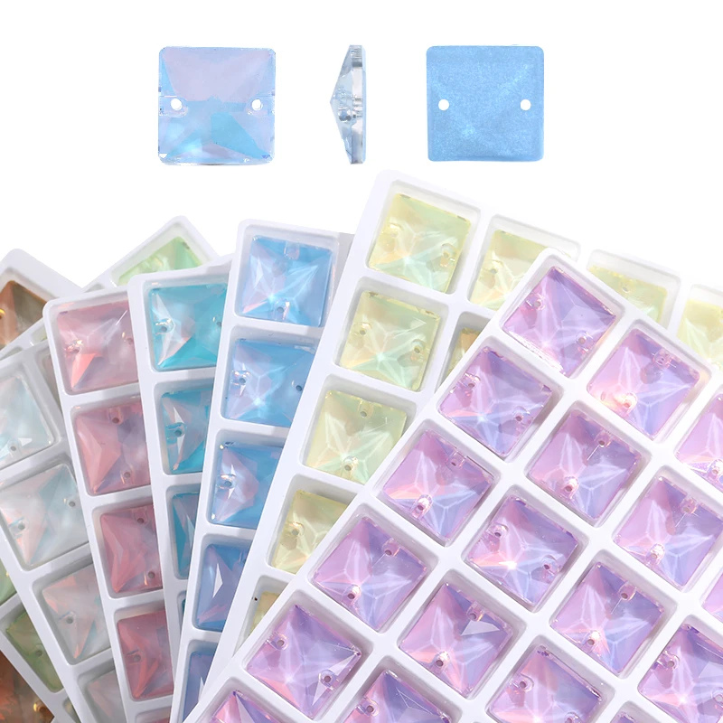 Square Sew on Rhinestones Crystal Flatback Glass Beads for Clothes Wedding Dress For Sewing Stone DIY Shoes Bags Decoration