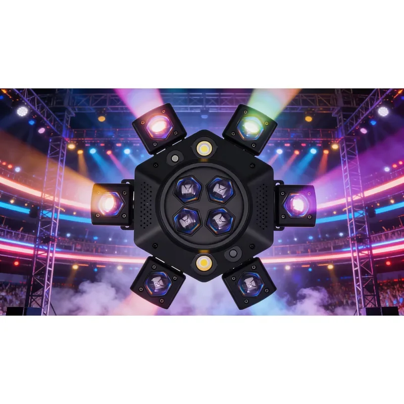 Six Head Rotating Voice Activated Laser Light LED Stage Beam Lamp Flash Pattern Ambient Lighting for Party KTV Dancing Indoor