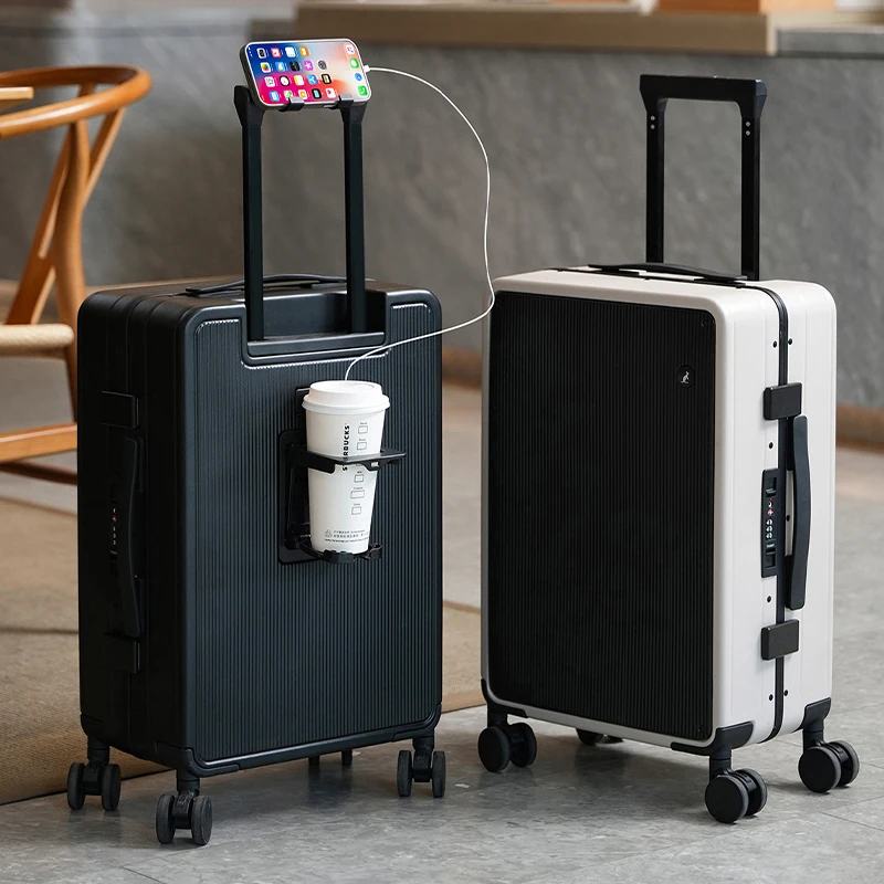 الألومنيوم الإطار الأمتعة عربة حقيبة 20-24 بوصة سعة كبيرة للجنسين قفل مجمع حقيبة سفر مع عجلات صامتة #3