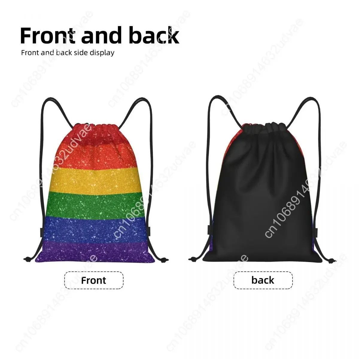 LGBT Gay Rainbow Personalized Faux Sequin Backpack for Men Women Outdoor Shopping