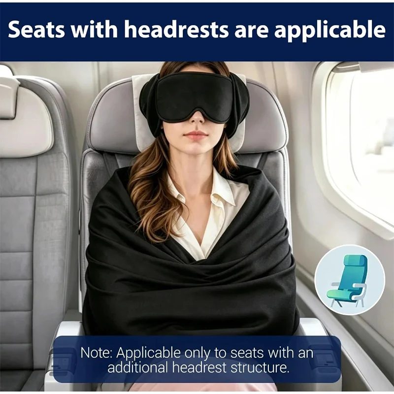 3-in-1 Airplane Sleep Support Set With Adjustable Travel Pillow Eye Mask Blanket Body Strap Long-distance Flight Accessories