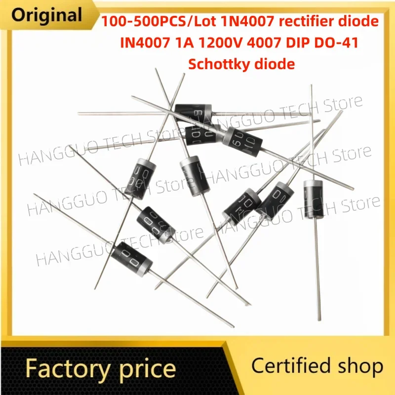 100-500PCS/Lot 1N4007 rectifier diode IN4007 1A 1200V 4007 DIP DO-41