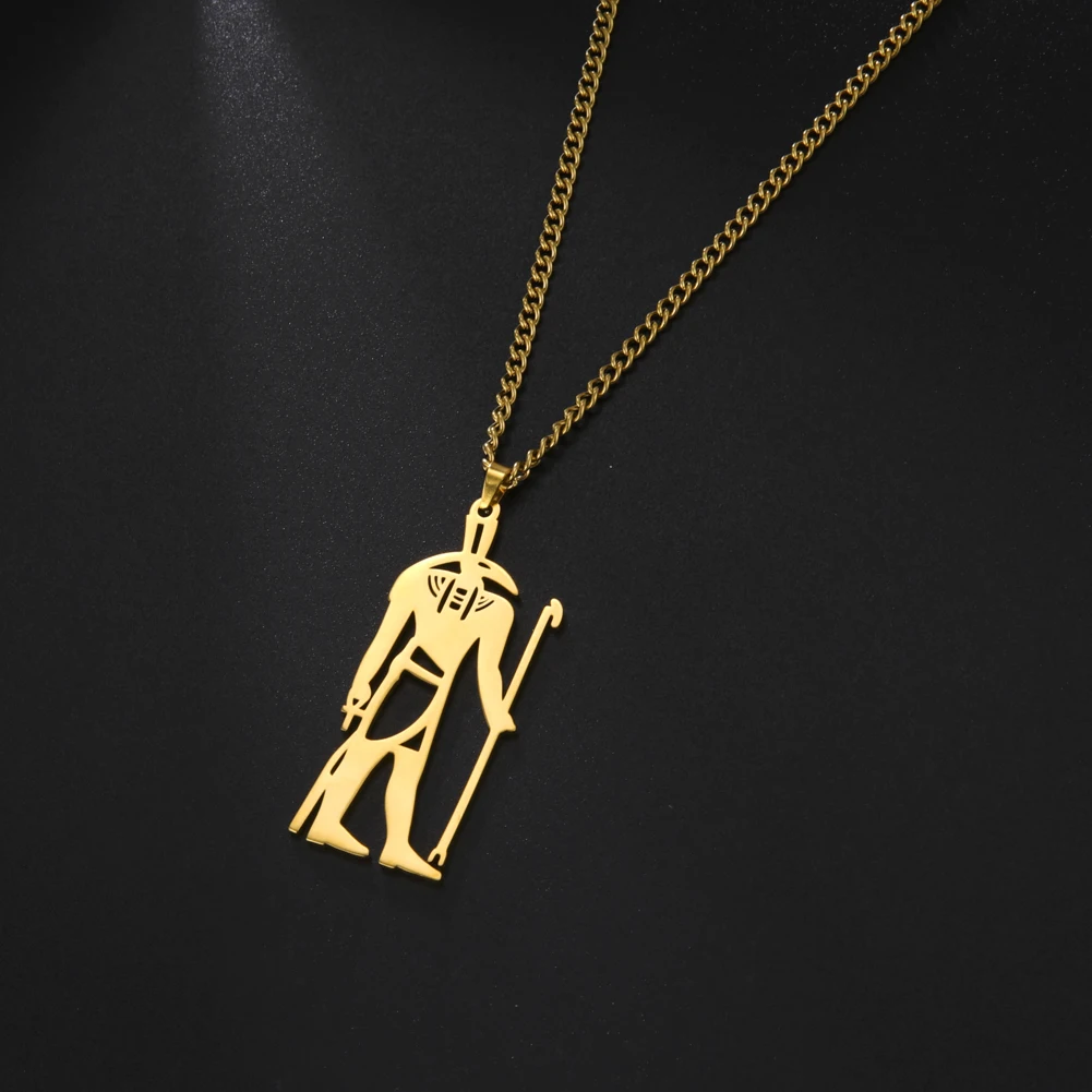 Egyptian God Talisman Pendant Necklace for Men Women Stainless Steel Choker Trend Amulet Jewelry for Party Gift