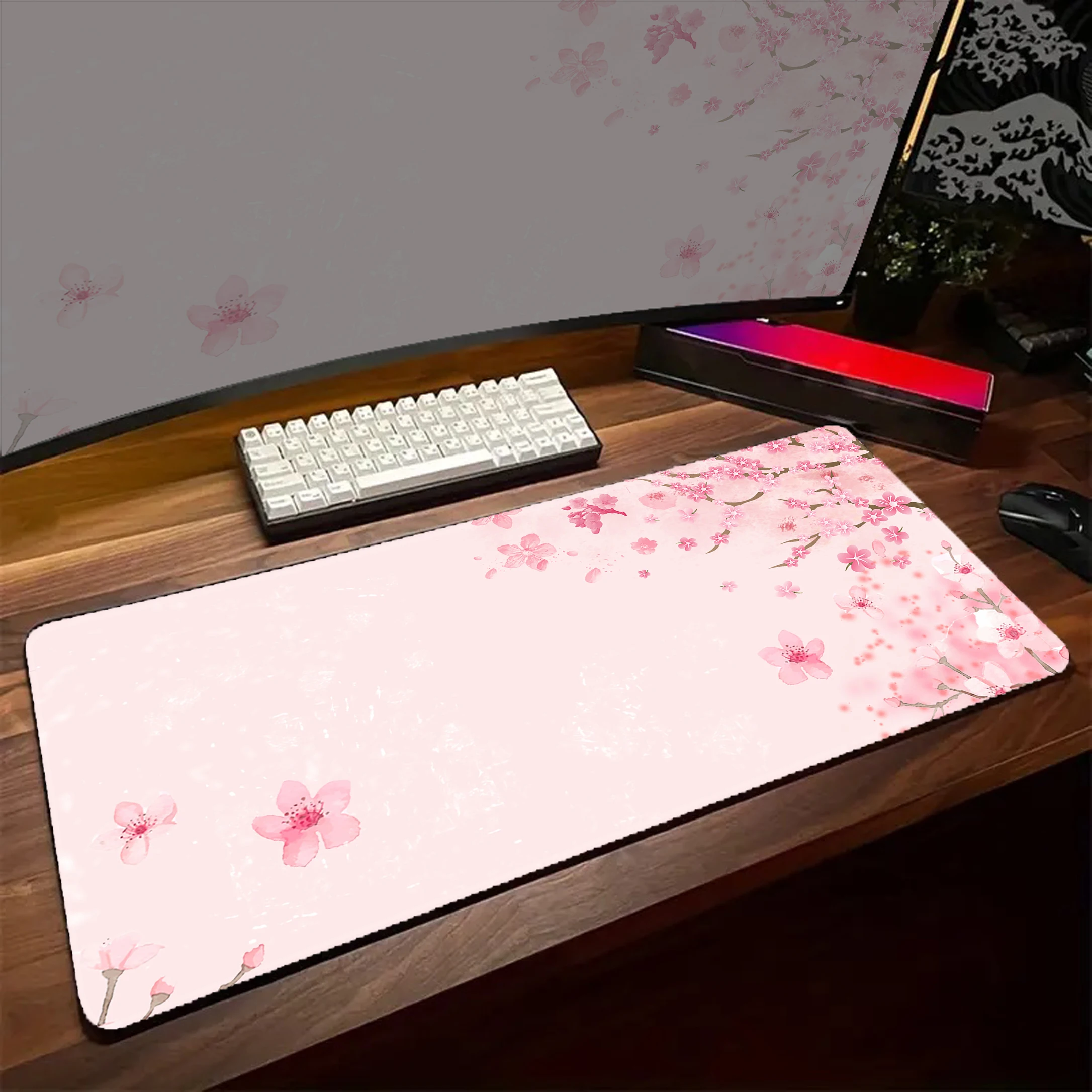 

Cherry Blossom Mousepad Computer Mouse Mat Gaming Desk Mat Large Sakura Mouse Pad Keyboard Pad 900x400mm Office Rubber Table Pad