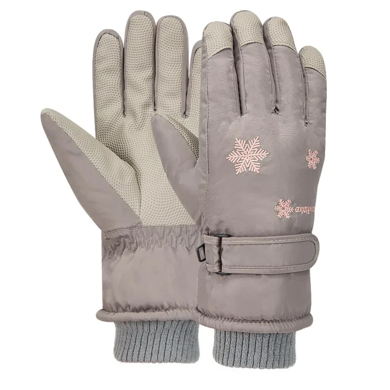 2025 New Winter Solid Warm Women Skiing Glove Windproof Waterproof Outdoor Ski Gloves Polyester Sport Casual Split Finger Glove