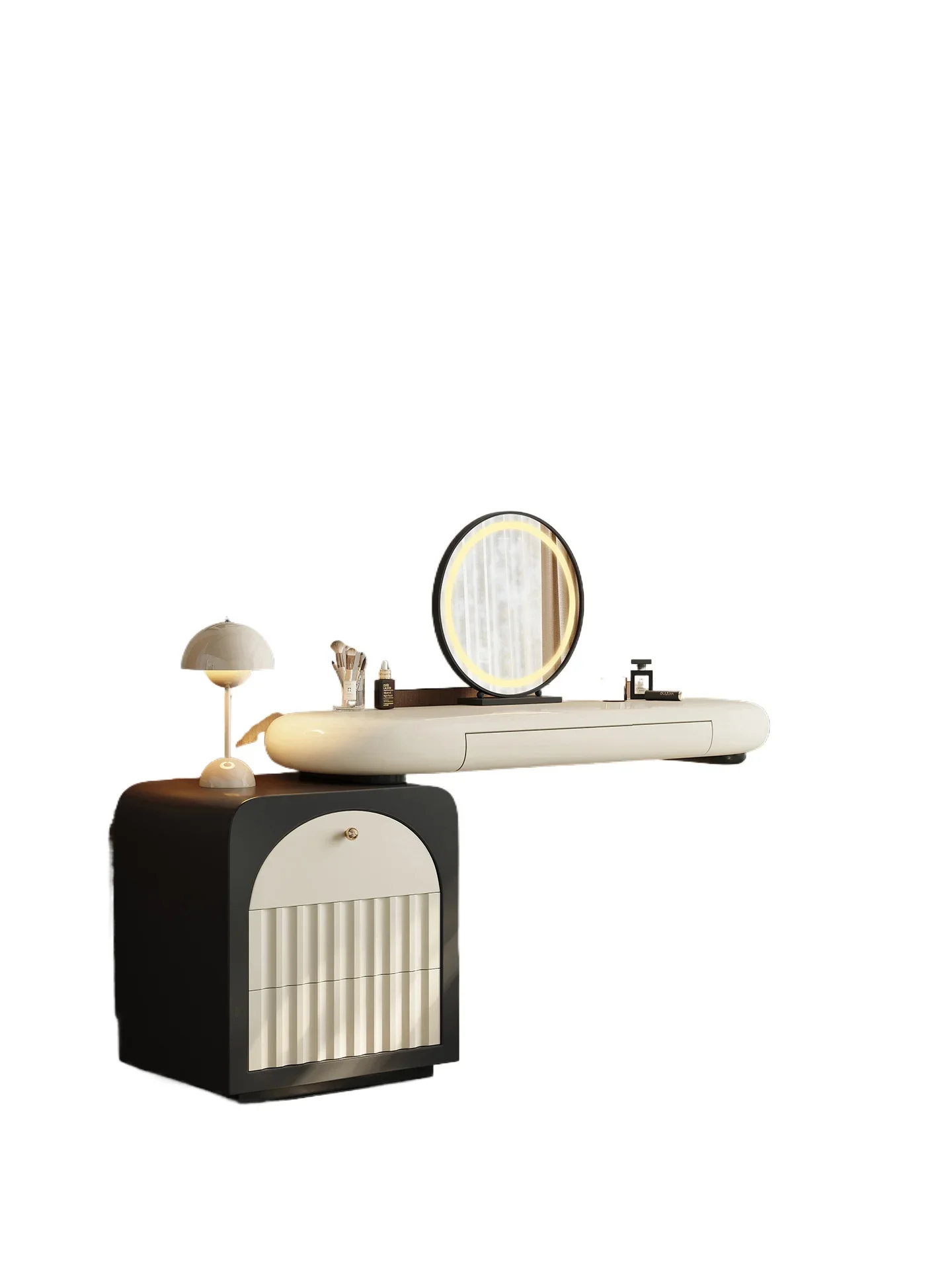 

Cream style dresser, chest of drawers, integrated bedroom, modern simple small apartment, dressing table, bedside table