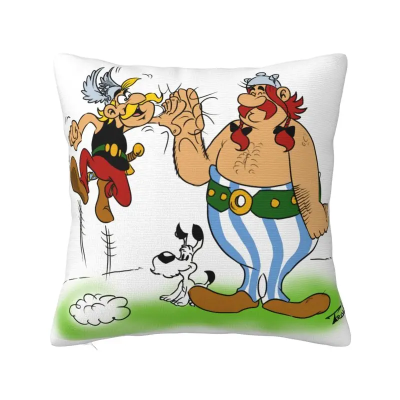 Custom Modern Asterix And Obelix Adventure Comic Cushion Cover for Sofa Polyester Throw Pillow Case