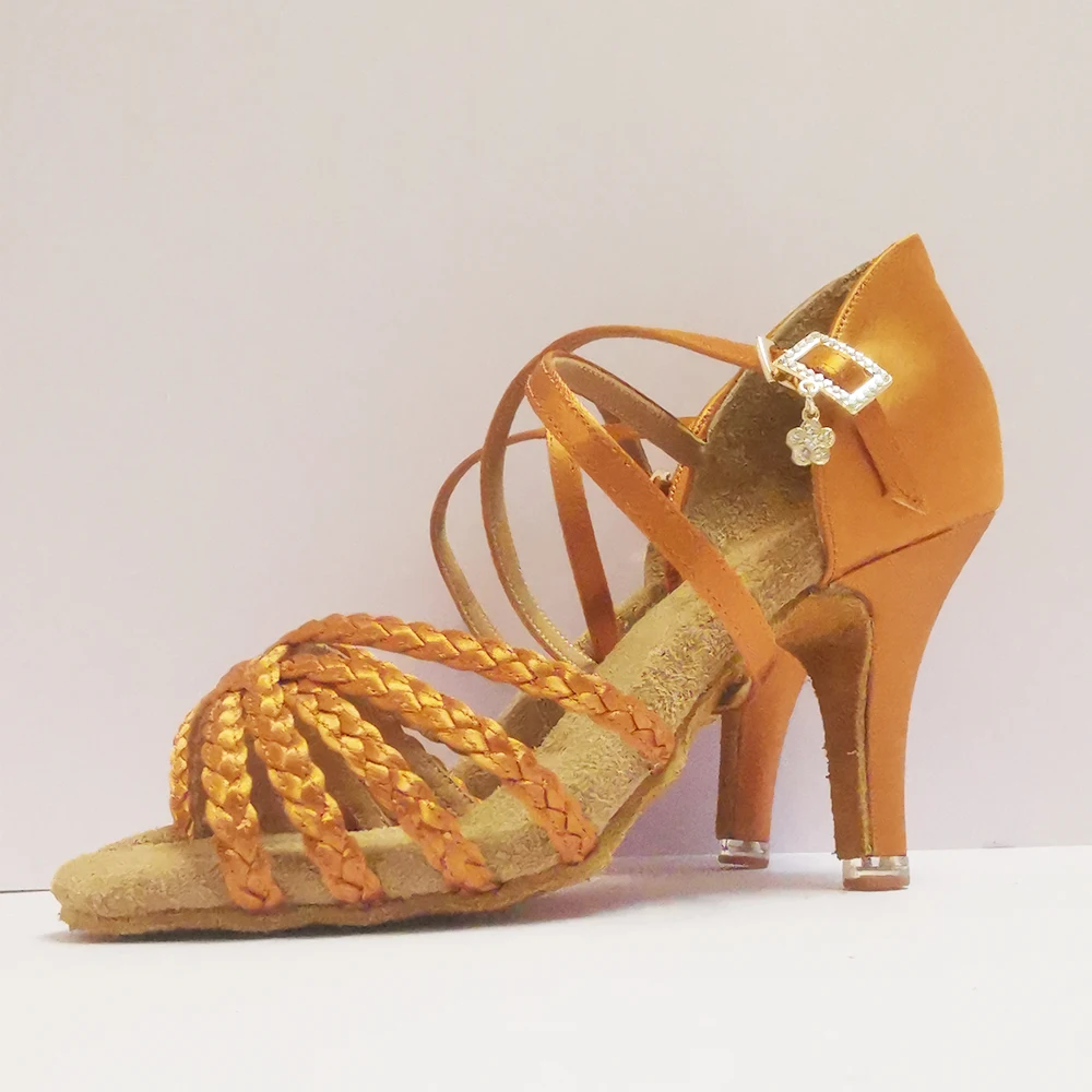 Female Latin Dancing Soft Sole Salsa Shoes with Adjustable Ankle Strap Lightweight Sole Lady Party Ballroom Exam Samba Sandals