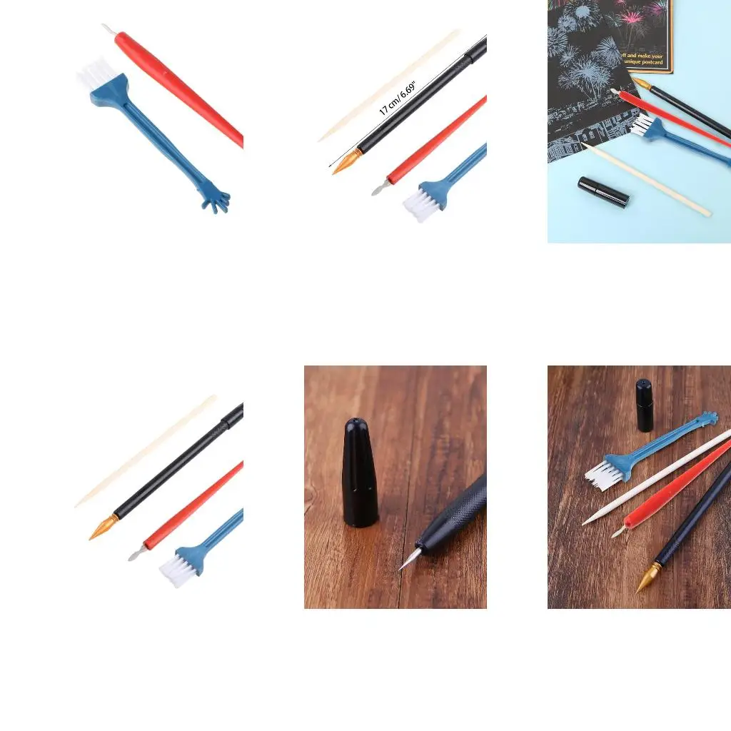 5Pcs Scratching Tools with Scratching Tool Dual-tip Scratch Pen