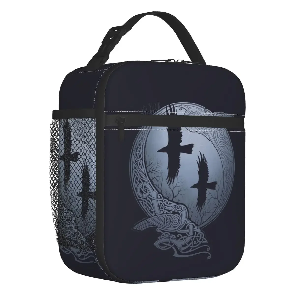 Ravens Thermal Insulated Lunch Bags Women  Norse Huginn and Muninn Portable Lunch Tote School Multifunction Food Box