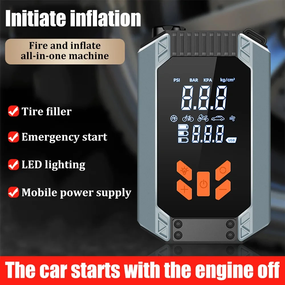 12V Car Emergency Starter Power Car Wireless Lithium Inflatable Pump Emergency Starting Power All-In-One Smart Inflatable Pump