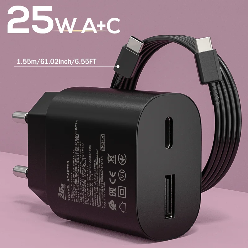 Galaxy S25/S24 Dedicated USB-C Charger 25W PD Super Fast Charging Adapter Wall Plug Compatible with Samsung Galaxy S25