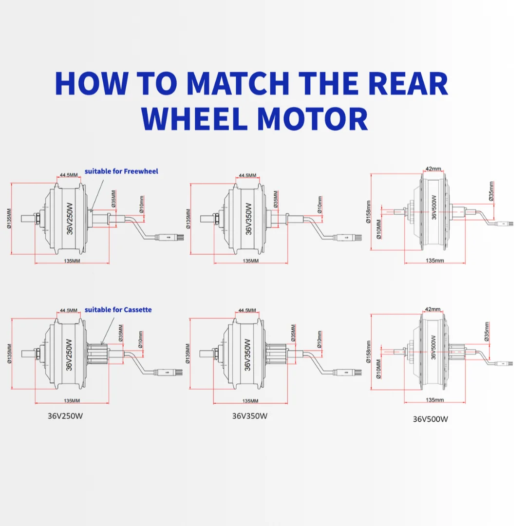 Wheel Hub Motor Ebike Kit 36V 48V 250W 350W 500W Hub Motor Rear Engine Cassette Freewheel Electric Conversion Bicycle Kit