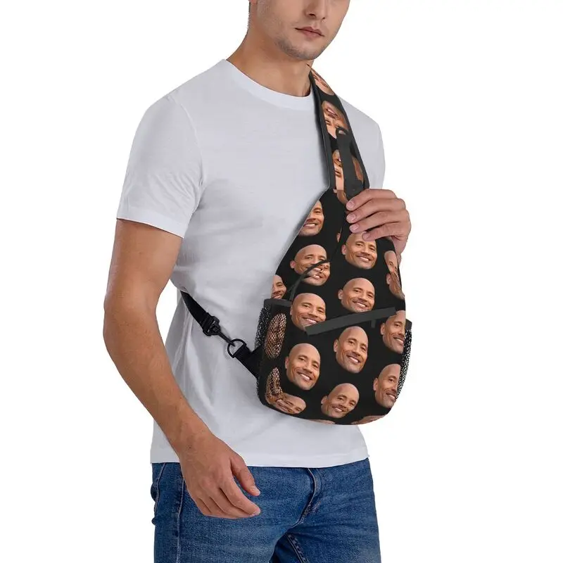 The Rock Face Dwayne Sling Bolsa tiracolo masculina, mochila de ombro para ciclismo na moda, ator americano Johnson