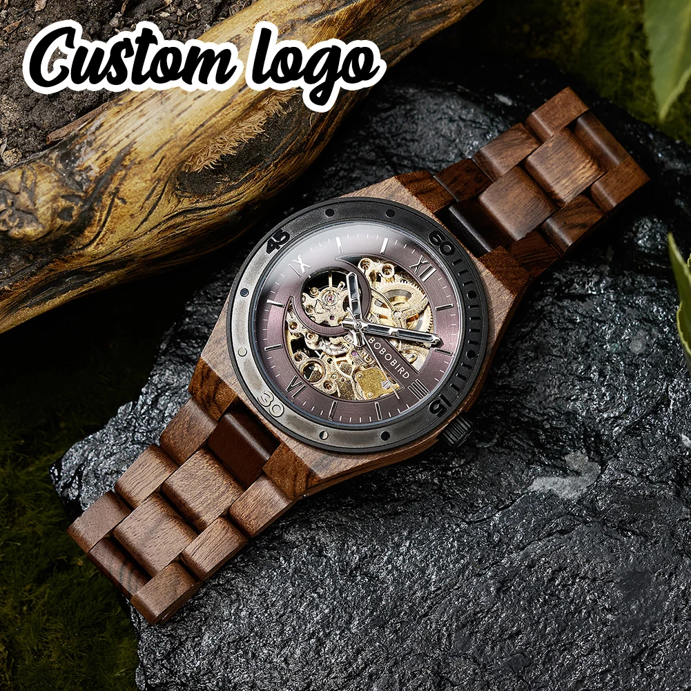 Relojes de lujo para hombre con movimiento automático Relojes de pulsera mecánicos de BOBO BIRD los regalos más populares para el día del padre