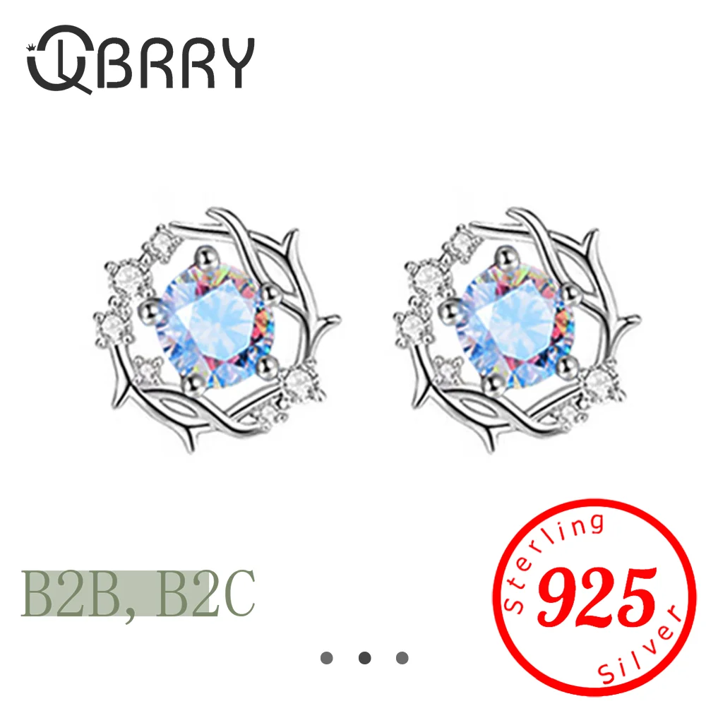 

Solid 925 Sterling Silver Crystal Zircon Jewelry Trendy Elk Stud Earrings For Women New