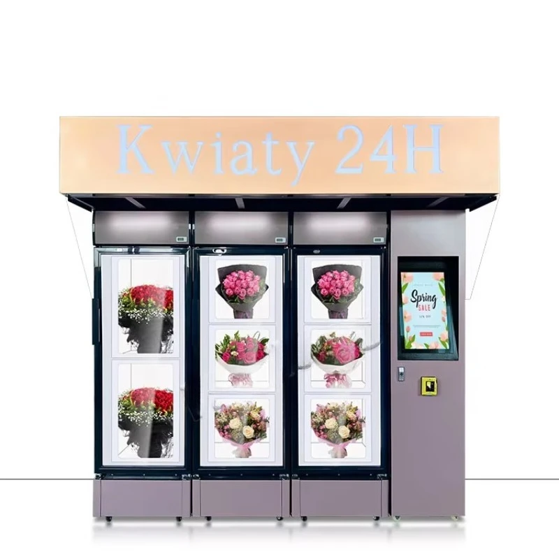 Aangepaste raster originele energiebesparende koeling bloem automaat meerdere compartimenten locker automaat voor boeket