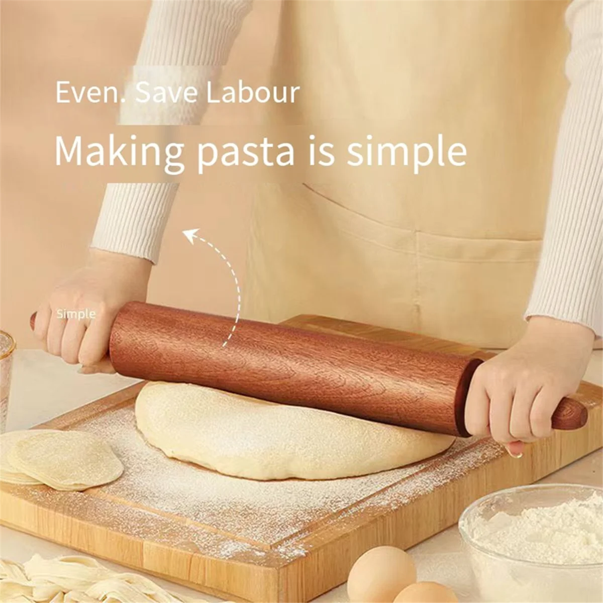 

Wooden Rolling Pins for Baking,Classic Sapele Rolling Pin with Handles,Baking Wooden Rolling Pin Large 18.8InL X 2.3InWJKL