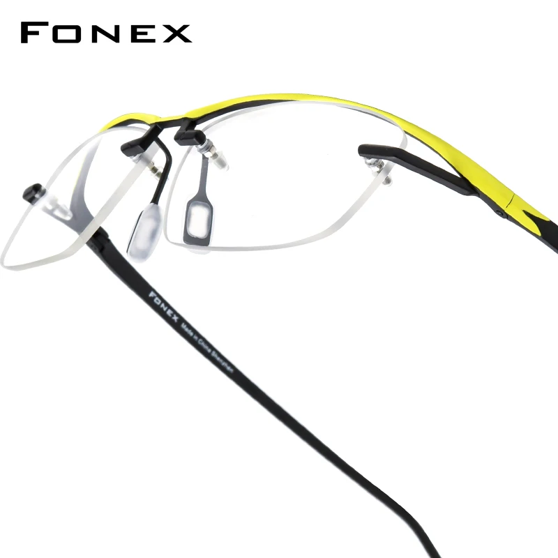 

FONEX Titanium Glasses Frame Men 2025 New Brand Design Semi-Rimless Square Eyeglasses Half-Rim Japanese Ultralight Eyewear 85818