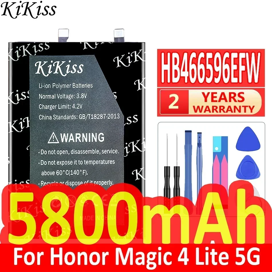 5800mAh KiKiss New Battery HB466596EFW For huawei Honor Magic 4 Lite Magic4 Lite 5G Mobile Phone Batteries