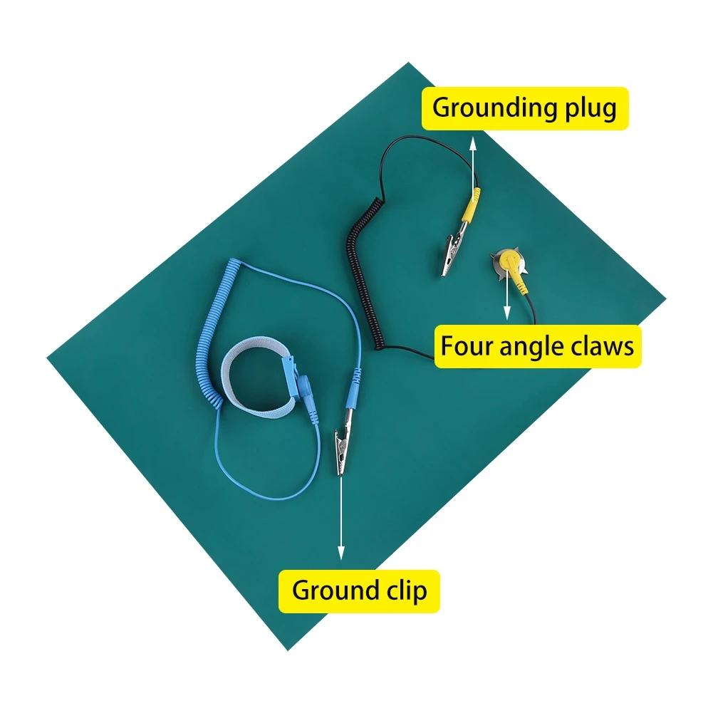 Antistatic Grounding Mat Anti Static Band Electrostatic Discharge Anti Static Wrist Strap Ground Wire Mat Set for Phone Repair