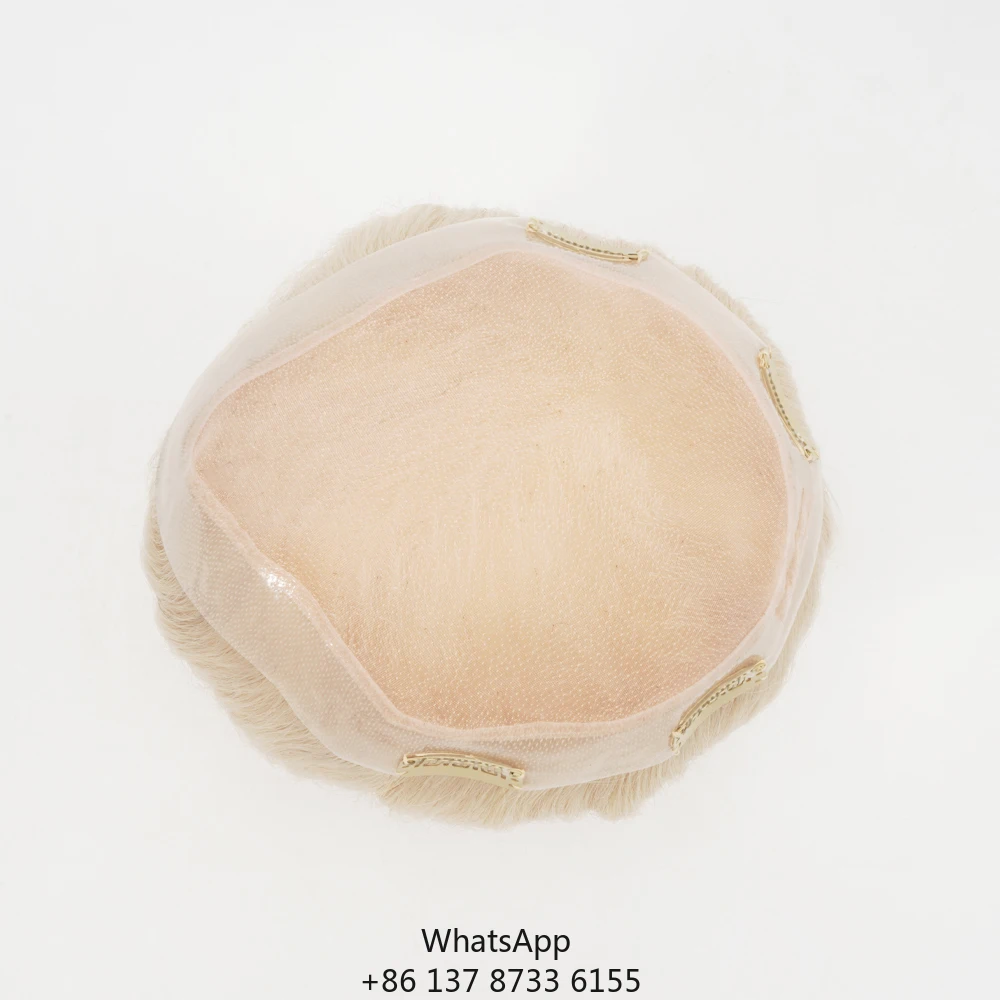 

Customized Chinese Hair 80% Light Density Natural Bleaching Hairline For Lace Base Straight Invisible Knots Men's Toupee