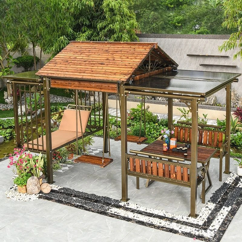 فناء خارجي مع كرسي متأرجح معلق كرسي هزاز حديقة فيلا منزلية خارجية مقاومة للماء ومضادة للتآكل ساحة ريفية