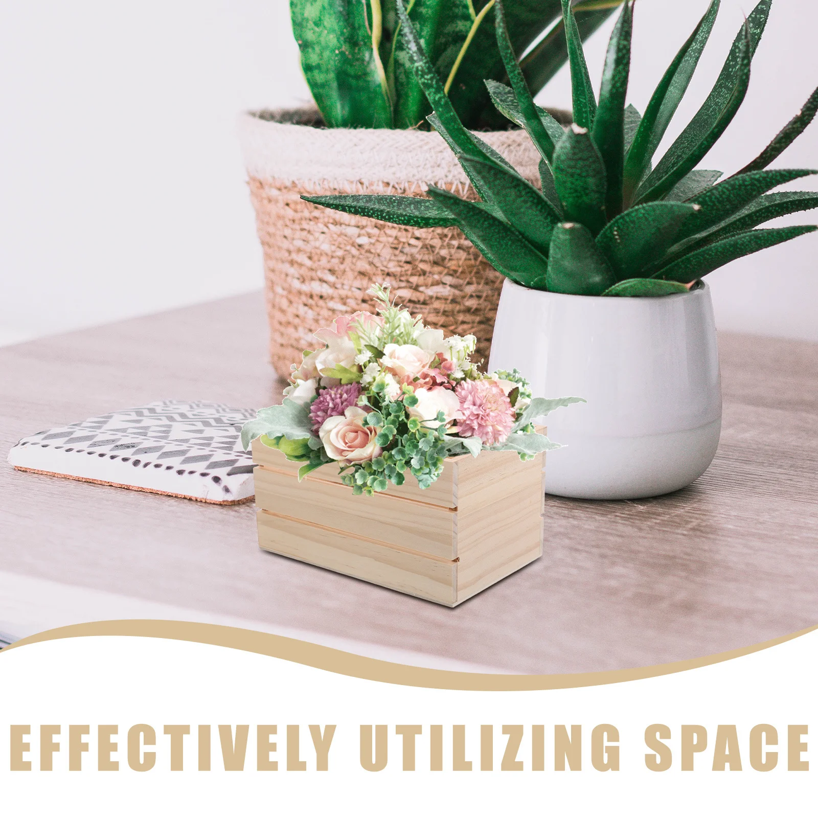 16.5x10.5 سنتيمتر صندوق تخزين خشبي متعدد الوظائف الزخرفية قفص المجففة زهرة عرض خشب متين المنظم مكافحة الأعلى التخزين