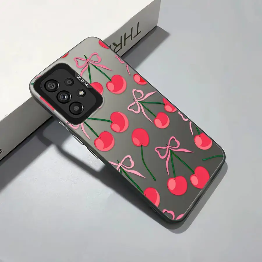 Case for Samsung Galaxy A32 A36 A23 A71 A16 A34 A14 A56 A12 A25 A73 A13 A17 A52 A72 A54 Phone Cover Sweet Cherry Bow