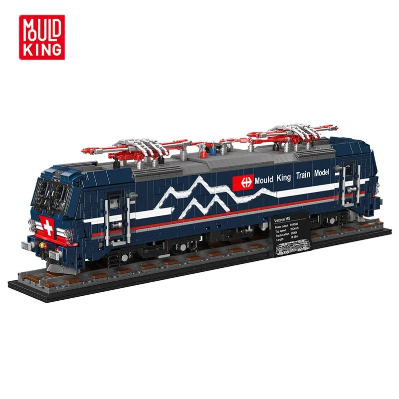 Moldeking nova locomotiva elétrica blocos de construção brinquedo pista trem modelo puzzle montagem tijolos criança brinquedos educativos presentes do carro