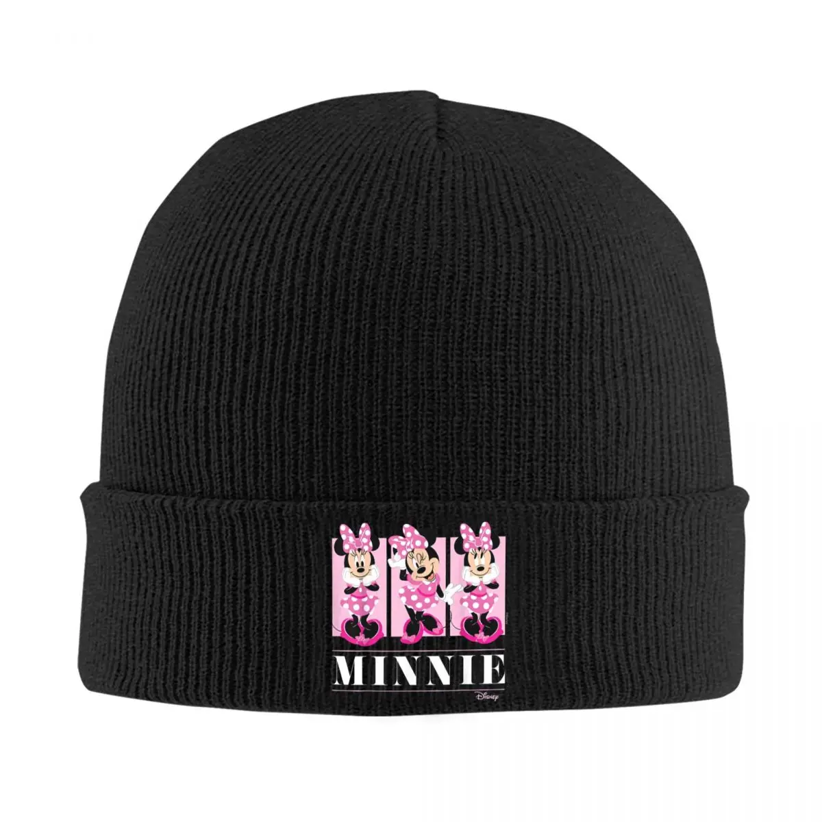 Mickey's Friends Minnie Mouse Pink Grid Bonnet Hats Beanie Hats Design Skullies Beanies Men Women Unisex Thermal Elastic Cap