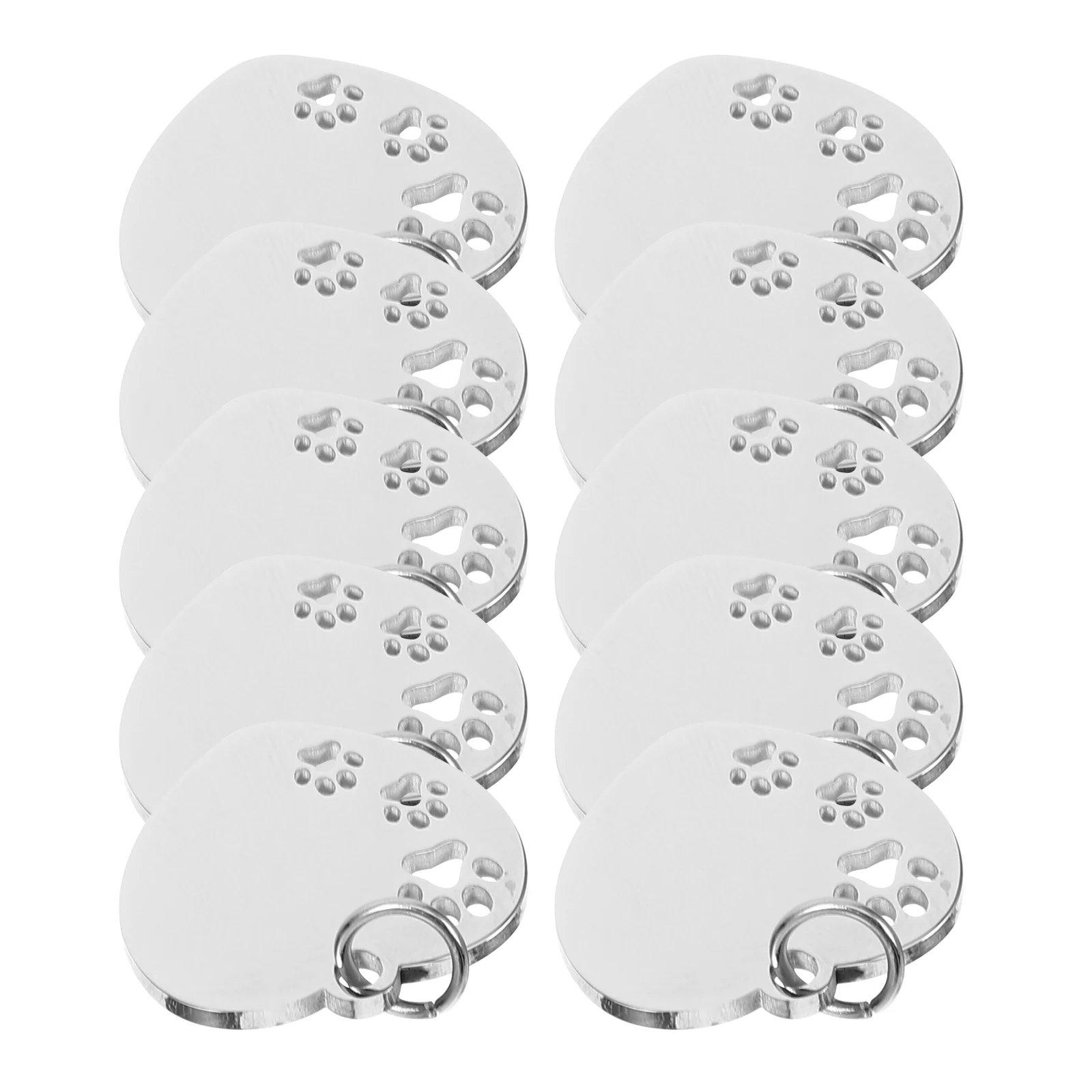 

10 Pcs Pet Dog Identification Tags Name for Engraving Silver Blank Collar Charms