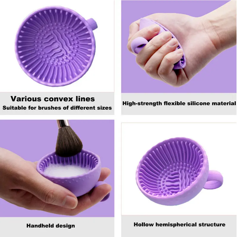 Makeup Brush Cleaner Soft Silicone Makeup Brush Bowl Folding Powder Puff Eyeshadow Brush Cleaning Pad Beauty Tools view 6