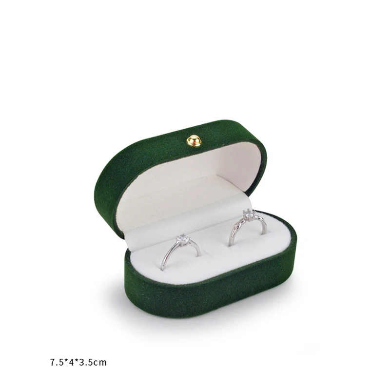 Wedding Ring Packaging Box Ear Studs Holder Velvet Engagement Couple Ring Box Valentine Gift Double Rings Storage Display Case