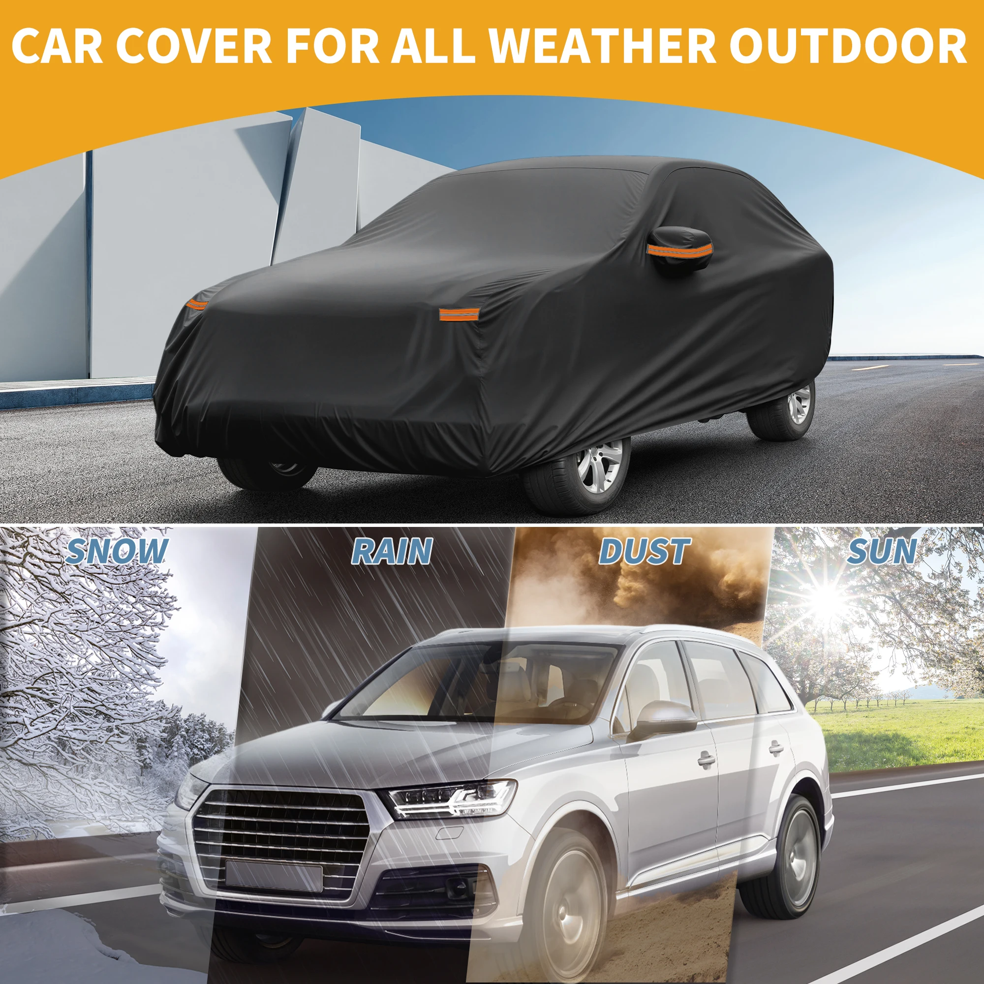 

Uxcell Car Cover Waterproof All Weather for Kia Sportage 2010-2024 Black Aluminum Film