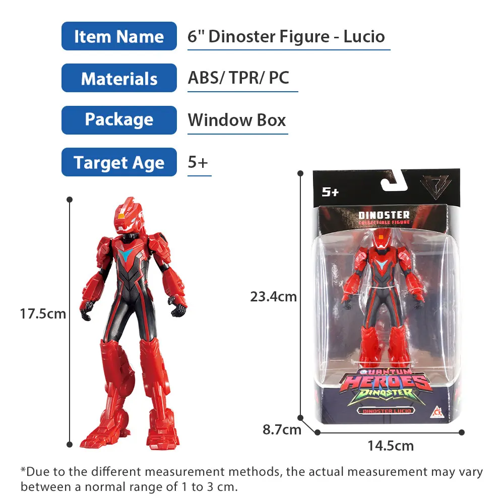 Quantum Heroes Dinoster 6 Inches (17.5CM )Dinoster Figure - Lucio with Movable Arms Anime Action Figure Kid Toys Gift